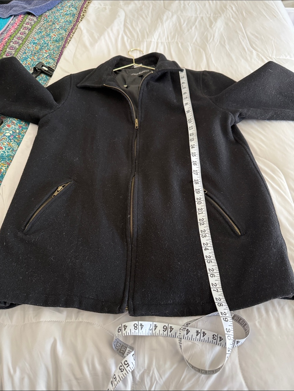 Sandro Black Zip-Front Wool-Blend Pea Coat - Picture 5 of 7